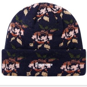 Supreme Rose Jacquard Beanie Navy One Size